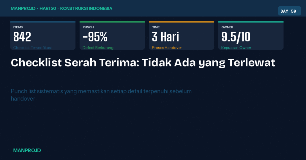 checklist serah terima proyek konstruksi - manpro