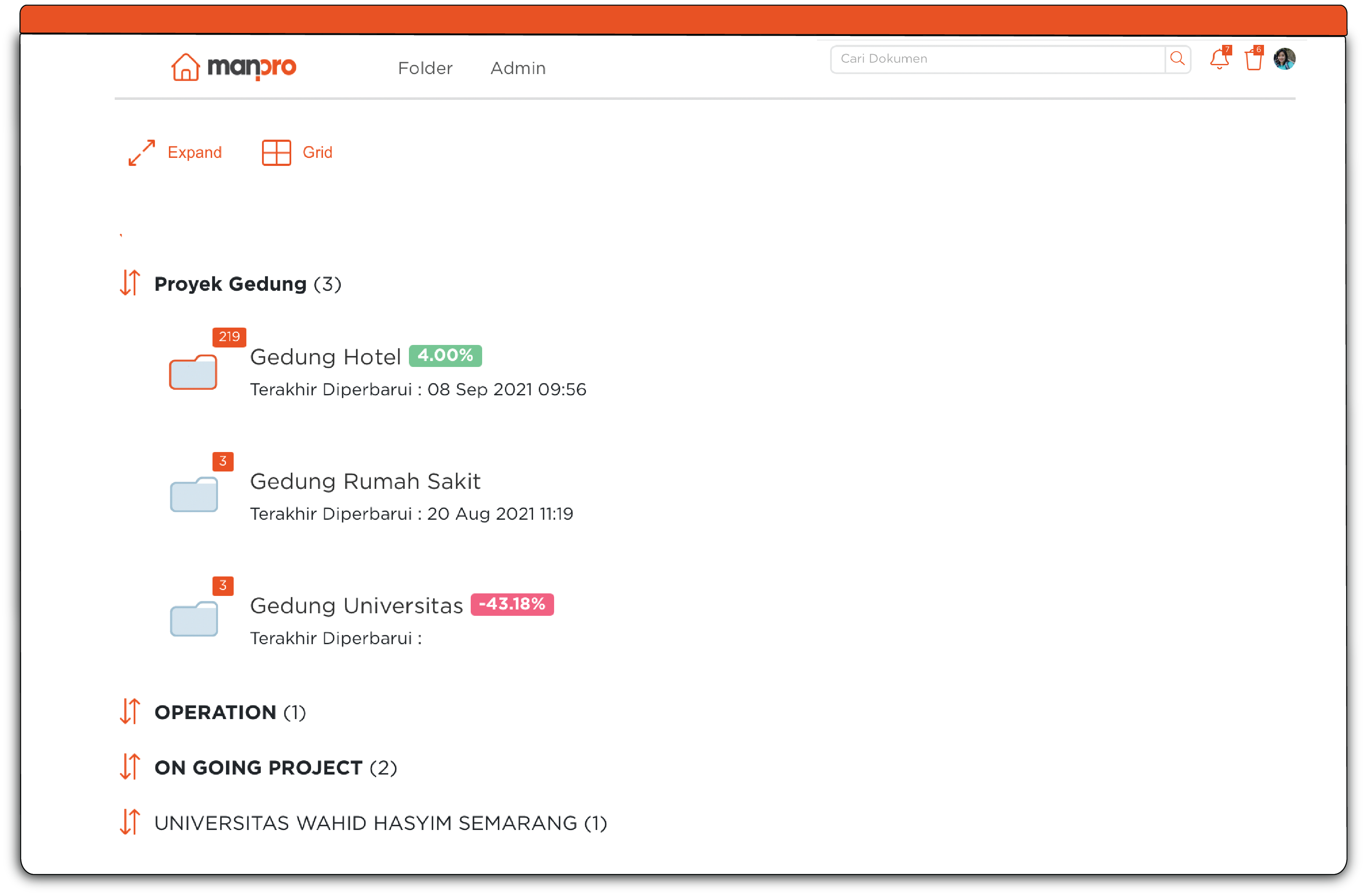 dashboard landing manpro